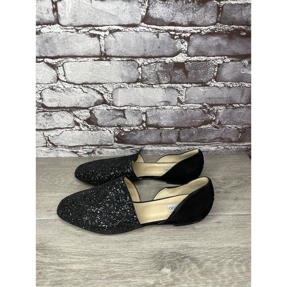 Jimmy Choo London Black Suede Leather Sparkle D’ Orsay Flats Women’s 42EU/11M US - Picture 13 of 16